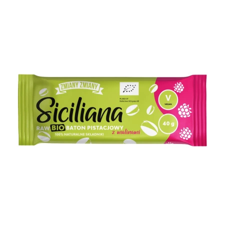 Baton pistacjowy z malinami Siciliana BIO 40g