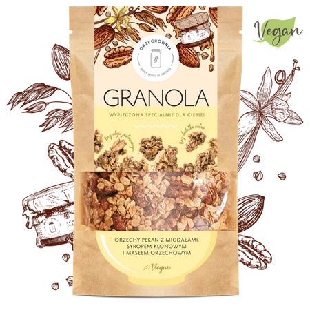 Granola orzechy pekan z migdałami, syropem klonowym i masłem orzechowym