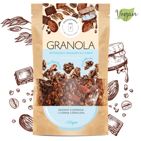 Granola migdały z espresso i ciemną czekoladą