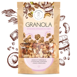 Granola orzechy nerkowca z pistacjami, kokosem i białą czekoladą
